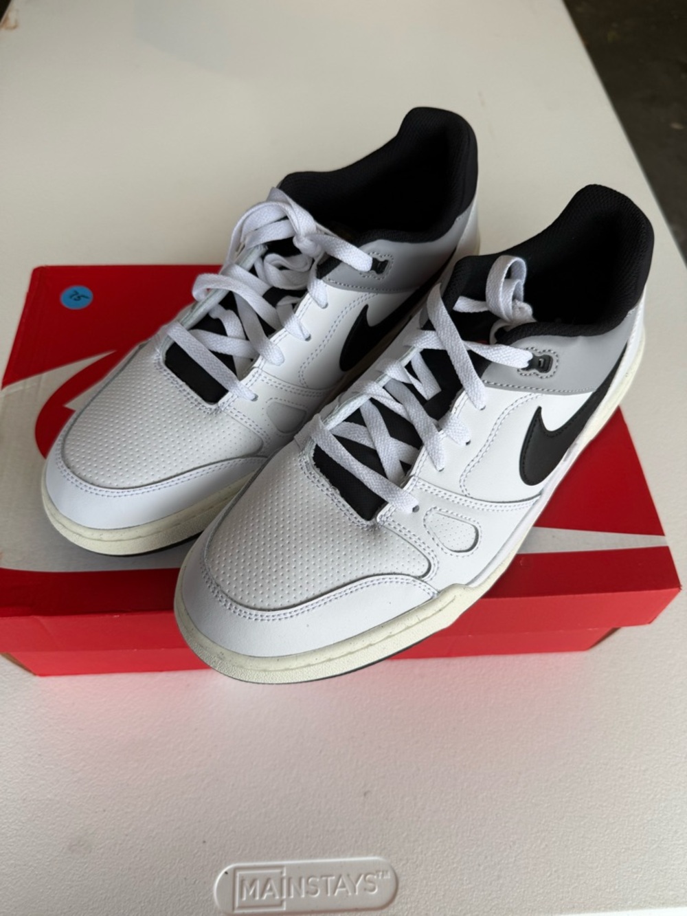 Nike Men’s White and Black Low-Top Sneakers with Black Swoosh